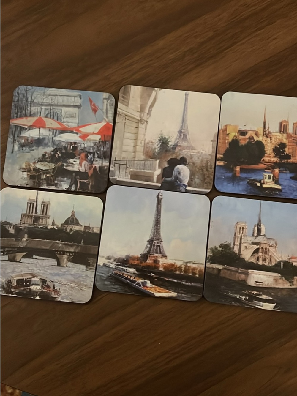Set of 6 Paris Landmark Coasters - Eiffel Tower & Notre Dame